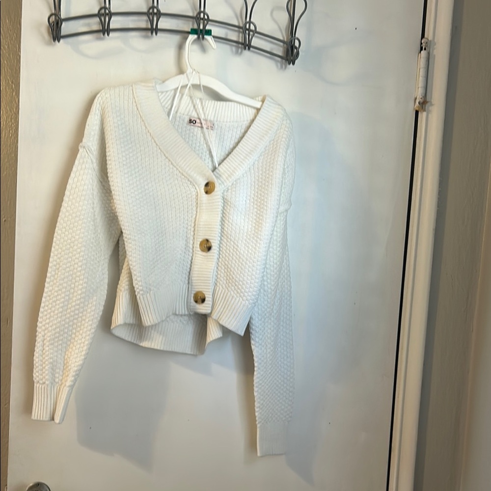 XO Ivory Knit Cardigan with Wooden Buttons